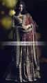 BW6394 Dark Cordovan Banarasi Jamawar & Crinkle Chiffon Gown