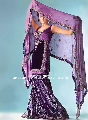 purple party dresses pakistani