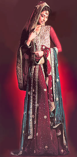 bridal lehenga dark red colour