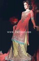 BW6452 Pastel Red & Vegas Gold Crinkle Chiffon & Banarasi Jamawar Lehenga