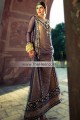 EW7598 Sapphire Chamoisee Crinkle Chiffon Banarasi Jamawar Raw Silk Evening Dress