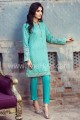 MSW034 SeaGreen Jacquard Jamawar 3 Piece Stitched Suit