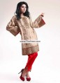 PW6853 Papaya Whip Boston University Red Crinkle Chiffon Raw Silk Party Dress