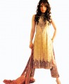 PW6614 Meat Brown And Pale Copper Crinkle Chiffon Shalwar Kameez