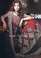 BW6455 Dark Red & Black Crinkle Chiffon & Banarasi Jamawar Lehenga
