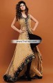 MX6705 Sunset Black Embroidered Crinkle Chiffon Banarasi Jamawar Crepe Silk Crinkle Chiffon Wedding Maxi