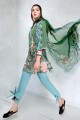  GAW-Green 3 Pc Embroidered Silk Stiched Suit