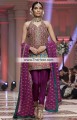 PW6124 Pansy Purple Magenta Cerulean Blue Raw Silk Banarasi Crinkle Chiffon Party Dress