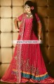 AK7201 Crimson Bright pink Banarasi Crinkle Chiffon Banarasi Jamawar Anarkali Sharara