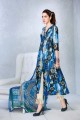 GAW-Blue 3 Pc Silk Linen  Stiched Suit