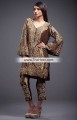 PW6929 Medium Taupe Raw Silk Crinkle Chiffon Party Dress