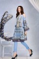 GAW-Blue 3 Pc Embroidered Chiffon Stiched Suit